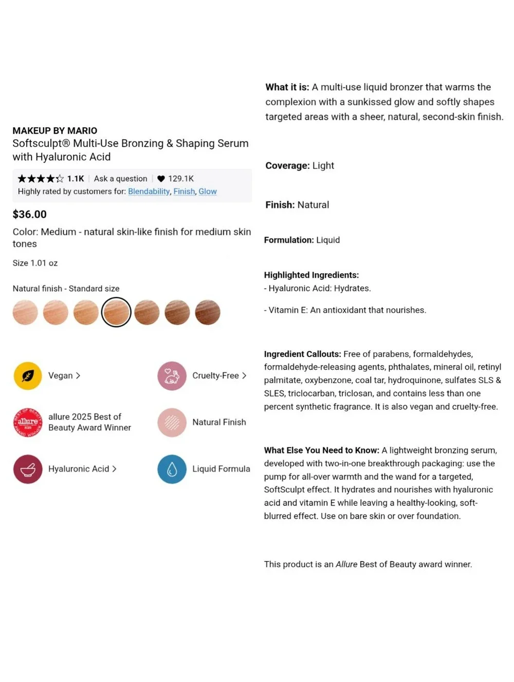 MAKEUP BY MARIO SoftSculpt Bronzing & Shaping Serum In Medium